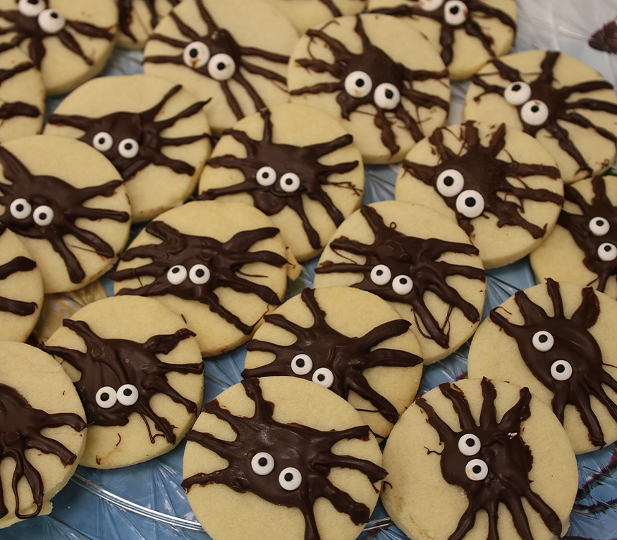 spider cookies on a plate